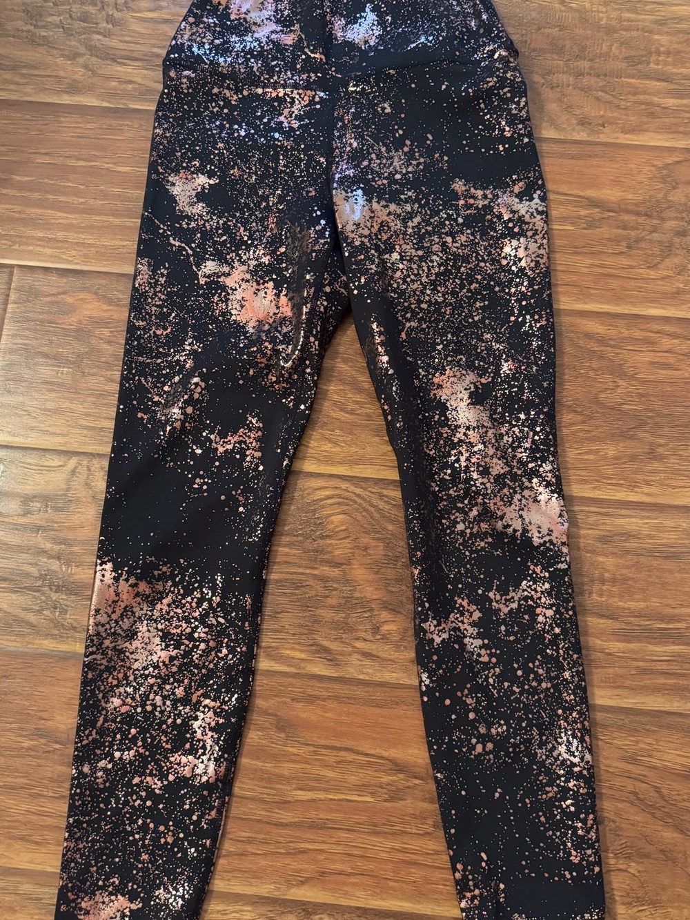 Carbon38 Black Leggings with Rose Splatter Design